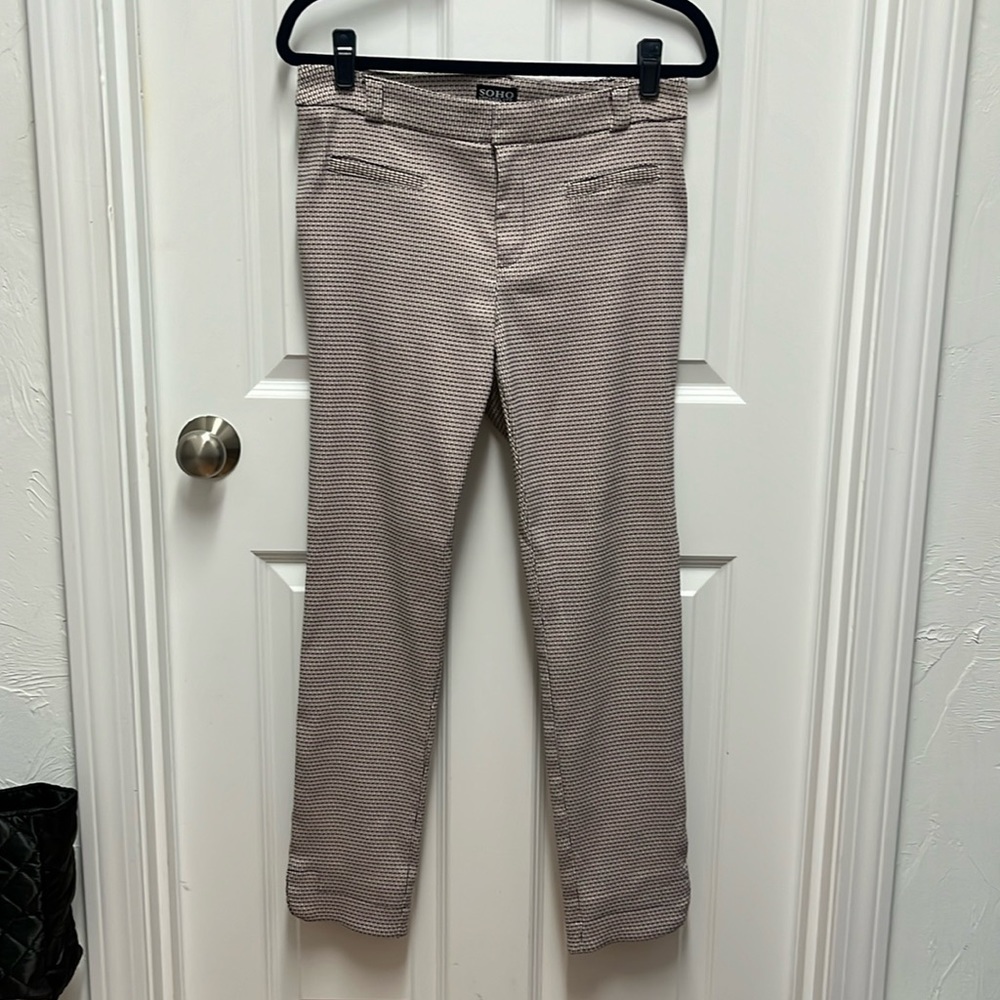 SOHO‎ Apparel Ltd Pink Black Geometric Basketweave Dress Pants 1025814 Size 10